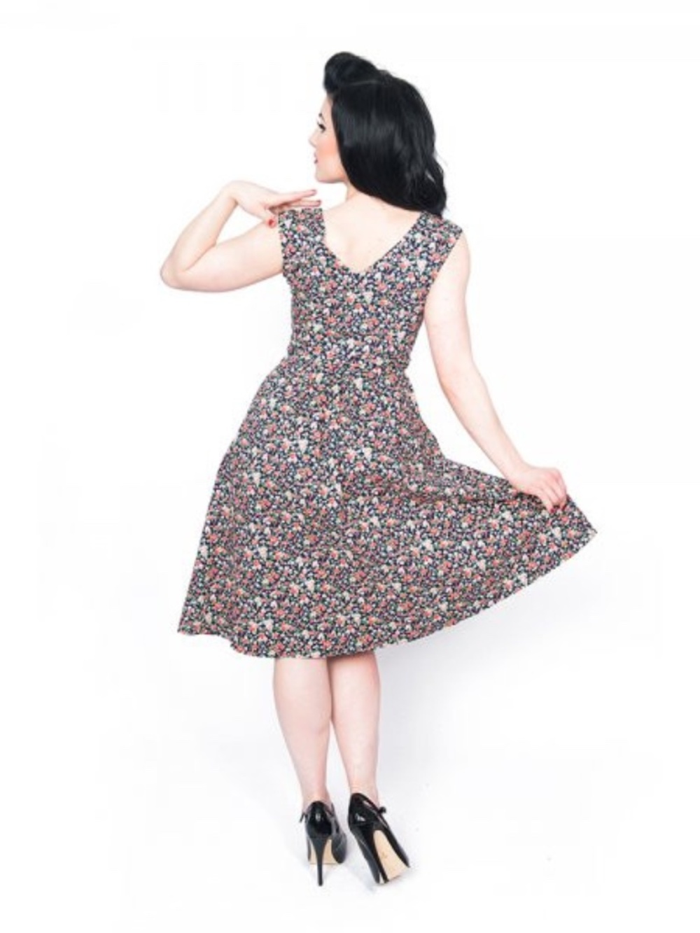 Lindy Bop Navy Ditsy Dress - Picture 7 of 7